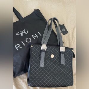 NWT RIONI Black Logo-Print Tote Bag